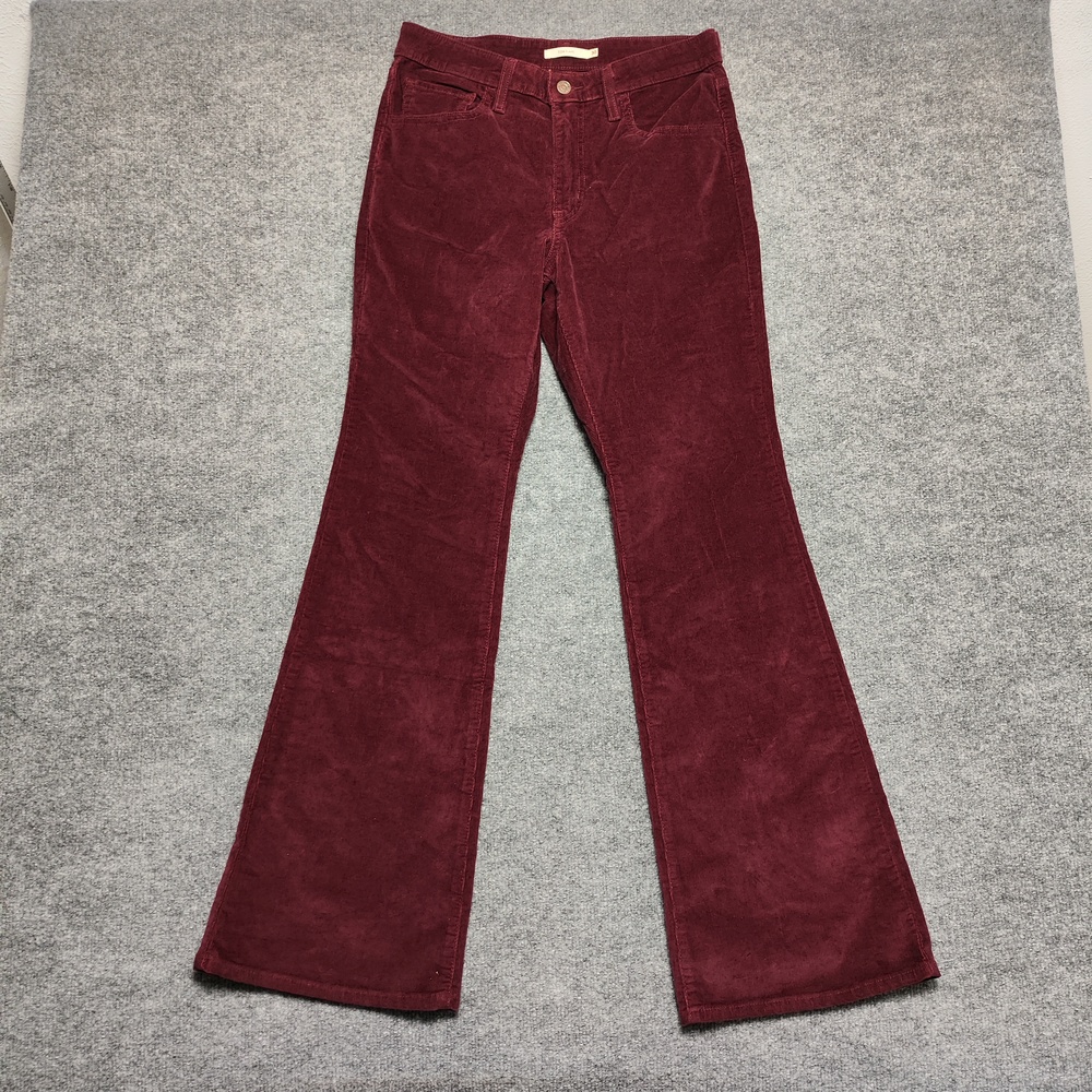 Levis 726 Flare Jeans Womens 30 Red Dark Wash High Rise Corduroy Pants